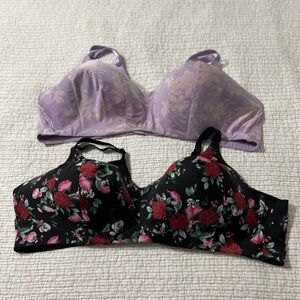 Torrid Black Floral and Lilac Bras